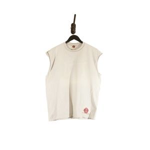 Michiko Koshino Yen Jeans Cut Off Sleeveless T Shirt Faded Graphics FLAWS Y2K